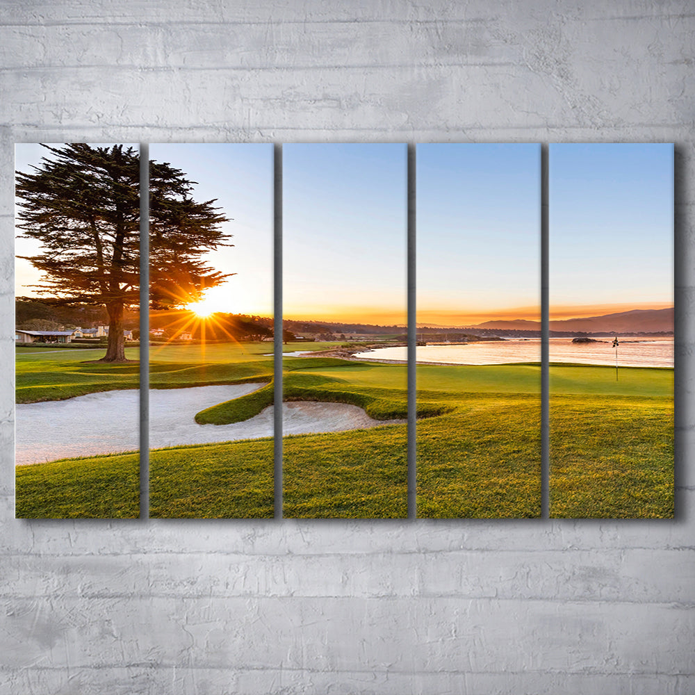 Pebble Beach Golf Resort, Sunrise On Hole 18 Fine Art, Golf Art Print, Extra Large Canvas Print Wall Art