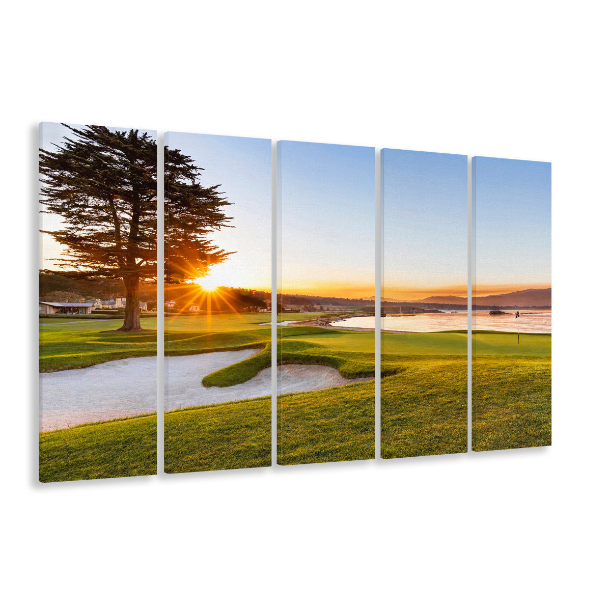 Pebble Beach Golf Resort, Sunrise On Hole 18 Fine Art, Golf Art Print, Extra Large Canvas Print Wall Art