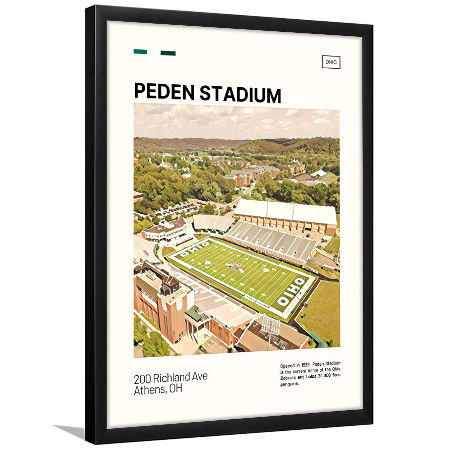 Peden Stadium Print, Ohio Bobcats Stadium Art, Gifts for him, Sport Art, Framed Art Print Wall Decor