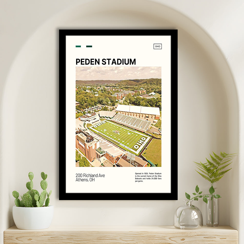Peden Stadium Print, Ohio Bobcats Stadium Art, Gifts for him, Sport Art, Framed Art Print Wall Decor