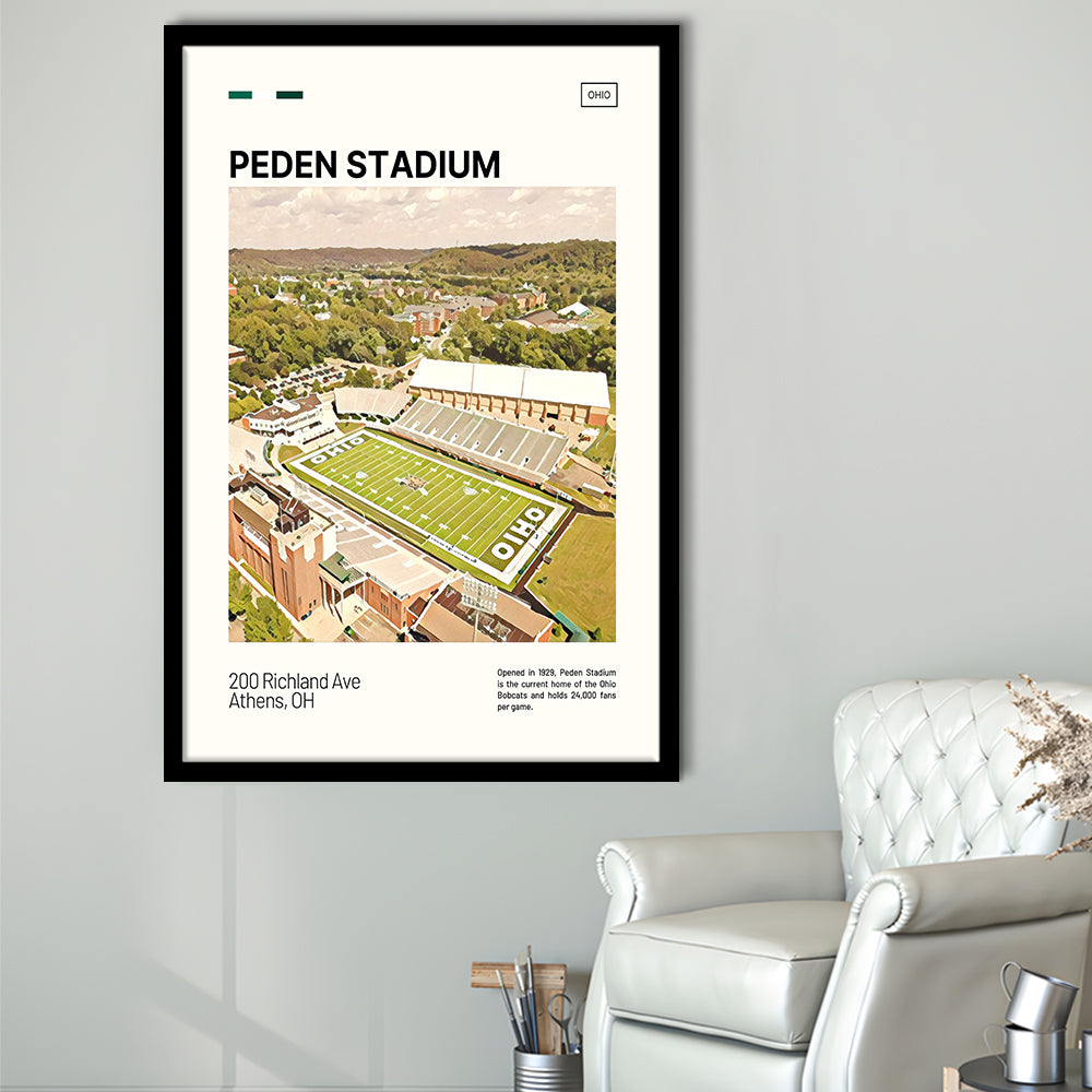 Peden Stadium Print, Ohio Bobcats Stadium Art, Gifts for him, Sport Art, Framed Art Print Wall Decor