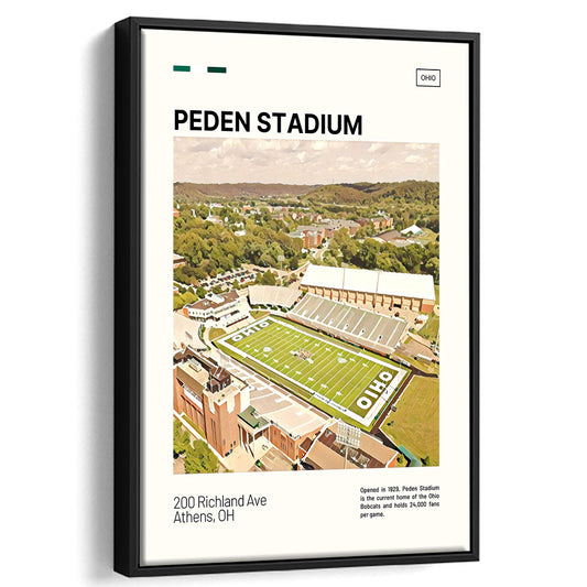 Peden Stadium Print, Ohio Bobcats Stadium Canvas Art, Man Cave Gift, Floating Framed Canvas Print Wall Art