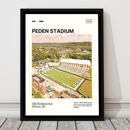Peden Stadium Print, Ohio Bobcats Stadium Canvas Art, Man Cave Gift, Floating Framed Canvas Print Wall Art