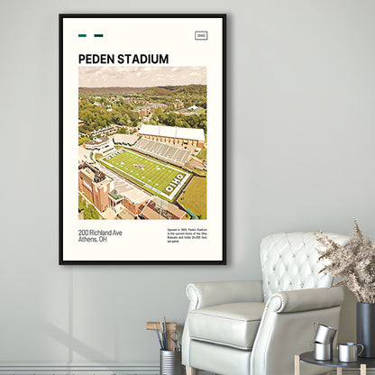Peden Stadium Print, Ohio Bobcats Stadium Canvas Art, Man Cave Gift, Floating Framed Canvas Print Wall Art