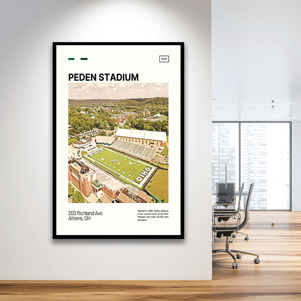Peden Stadium Print, Ohio Bobcats Stadium Art, Gifts for him, Sport Art, Framed Art Print Wall Decor