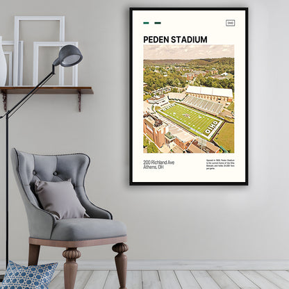 Peden Stadium Print, Ohio Bobcats Stadium Canvas Art, Man Cave Gift, Floating Framed Canvas Print Wall Art
