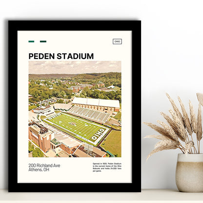 Peden Stadium Print, Ohio Bobcats Stadium Art, Gifts for him, Sport Art, Framed Art Print Wall Decor