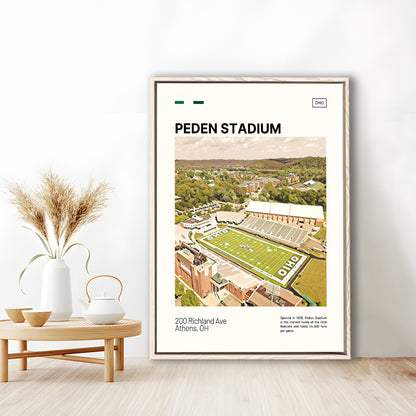 Peden Stadium Print, Ohio Bobcats Stadium Canvas Art, Man Cave Gift, Floating Framed Canvas Print Wall Art