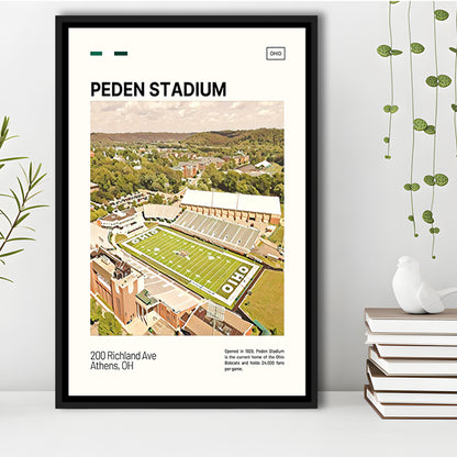 Peden Stadium Print, Ohio Bobcats Stadium Canvas Art, Man Cave Gift, Floating Framed Canvas Print Wall Art