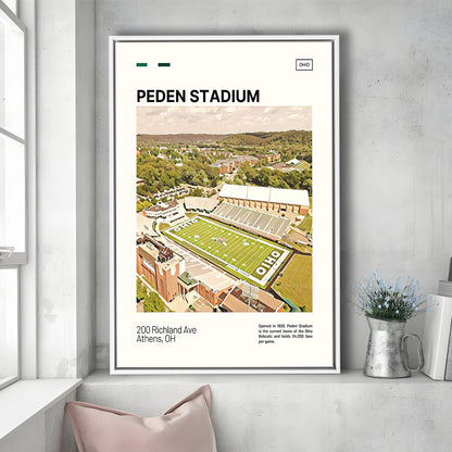 Peden Stadium Print, Ohio Bobcats Stadium Canvas Art, Man Cave Gift, Floating Framed Canvas Print Wall Art