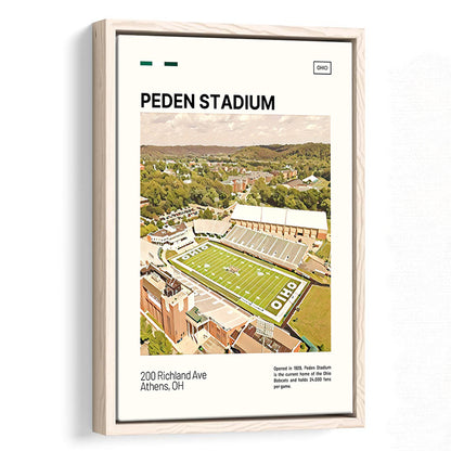 Peden Stadium Print, Ohio Bobcats Stadium Canvas Art, Man Cave Gift, Floating Framed Canvas Print Wall Art