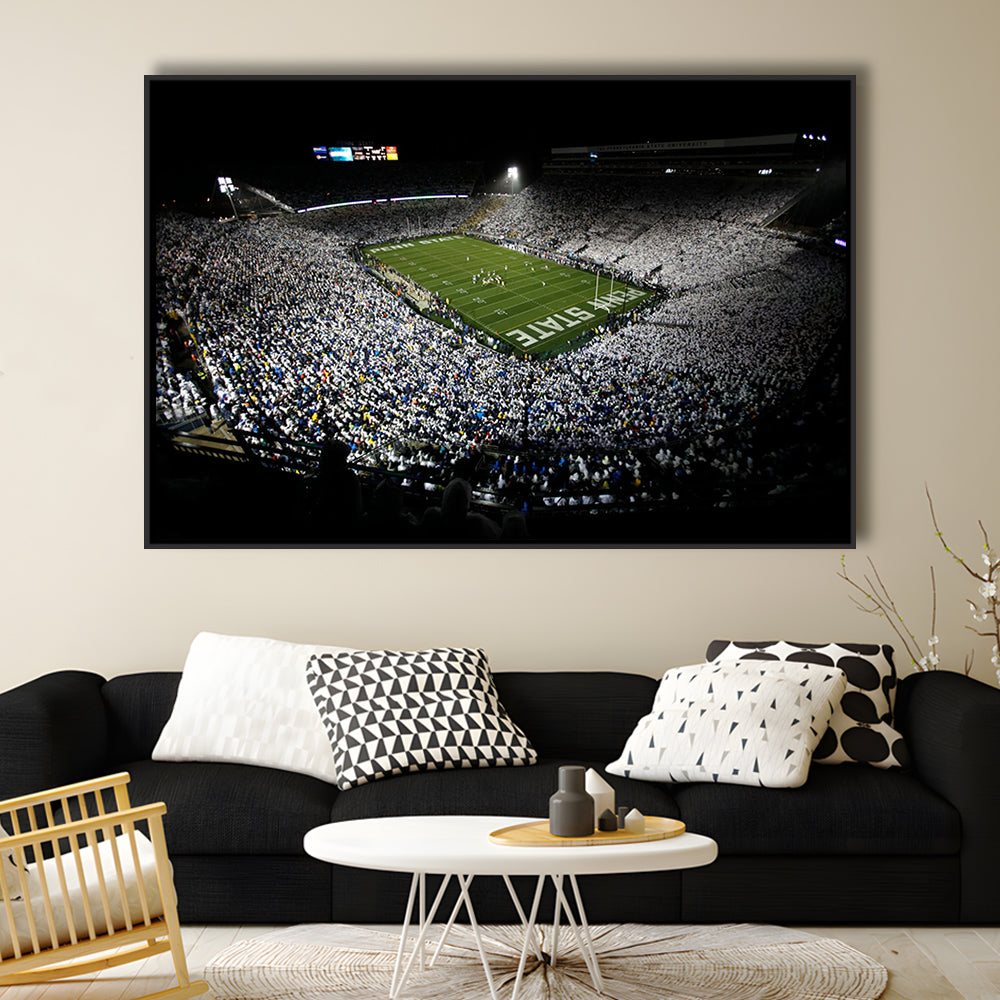 Penn State Beaver Stadium, Stadium Canvas, Sport Art, Framed Canvas Print Wall Art, Floating Frame
