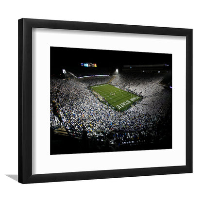 Penn State Beaver Stadium, Stadium Canvas, Sport Art, Gift for him, White Border Framed Art Print Wall Decor