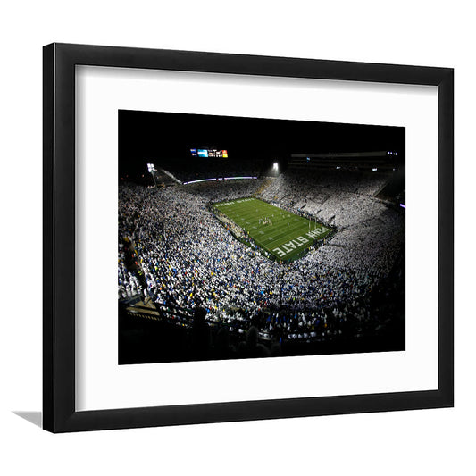 Penn State Beaver Stadium, Stadium Canvas, Sport Art, Gift for him, White Border Framed Art Print Wall Decor