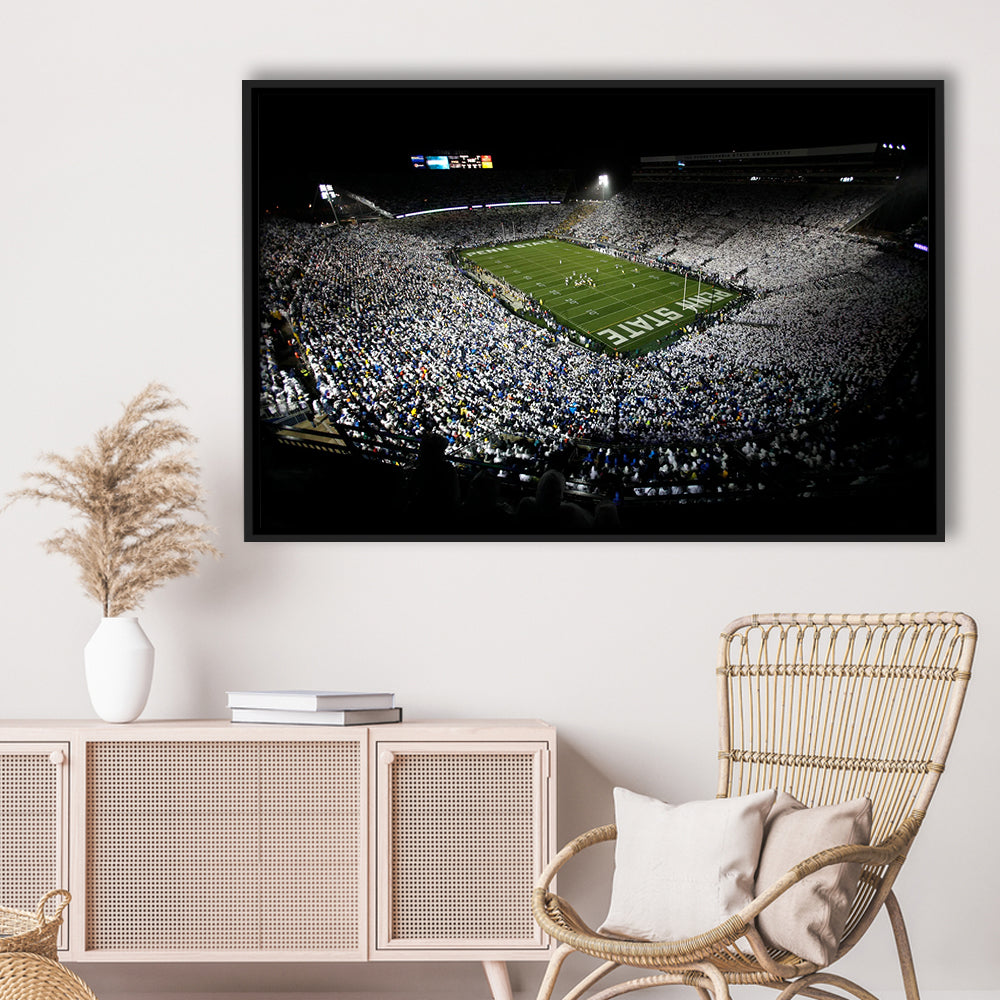 Penn State Beaver Stadium, Stadium Canvas, Sport Art, Framed Canvas Print Wall Art, Floating Frame