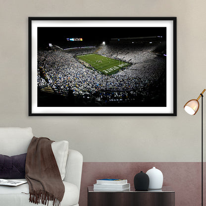 Penn State Beaver Stadium, Stadium Canvas, Sport Art, Gift for him, White Border Framed Art Print Wall Decor