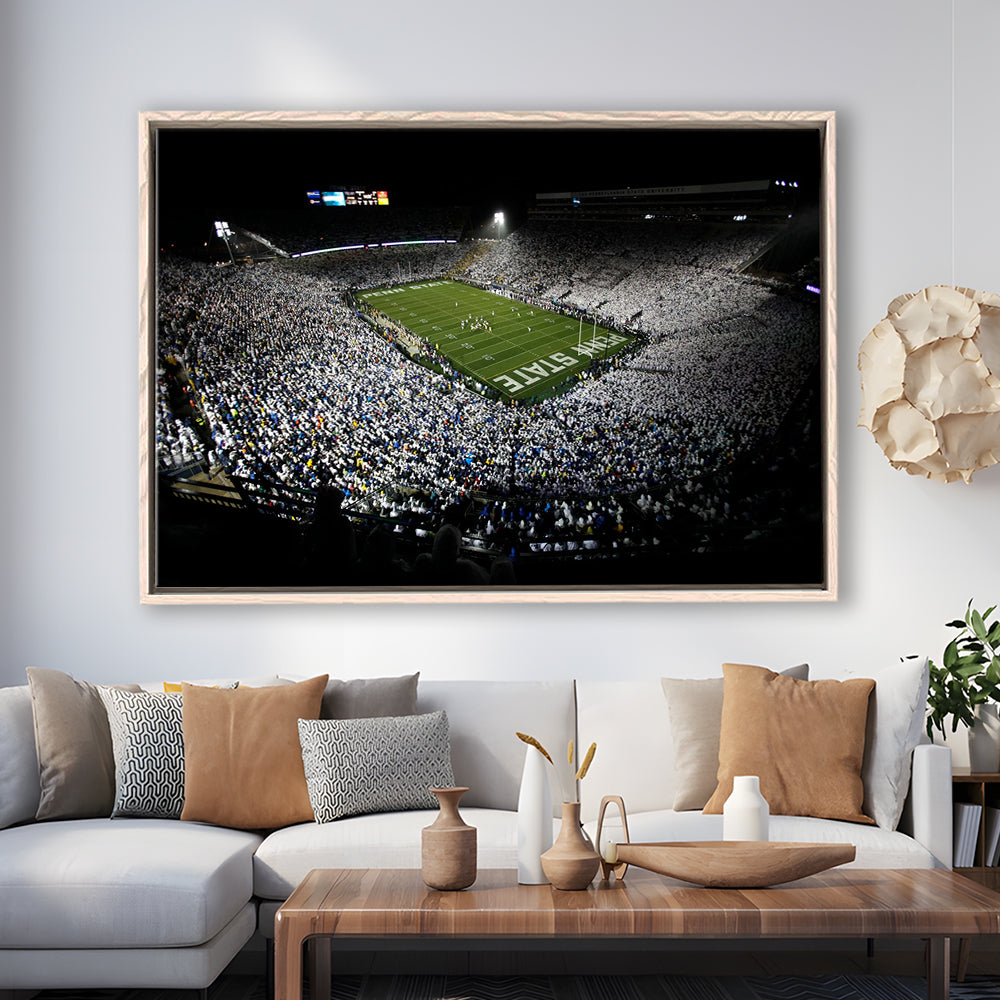 Penn State Beaver Stadium, Stadium Canvas, Sport Art, Framed Canvas Print Wall Art, Floating Frame