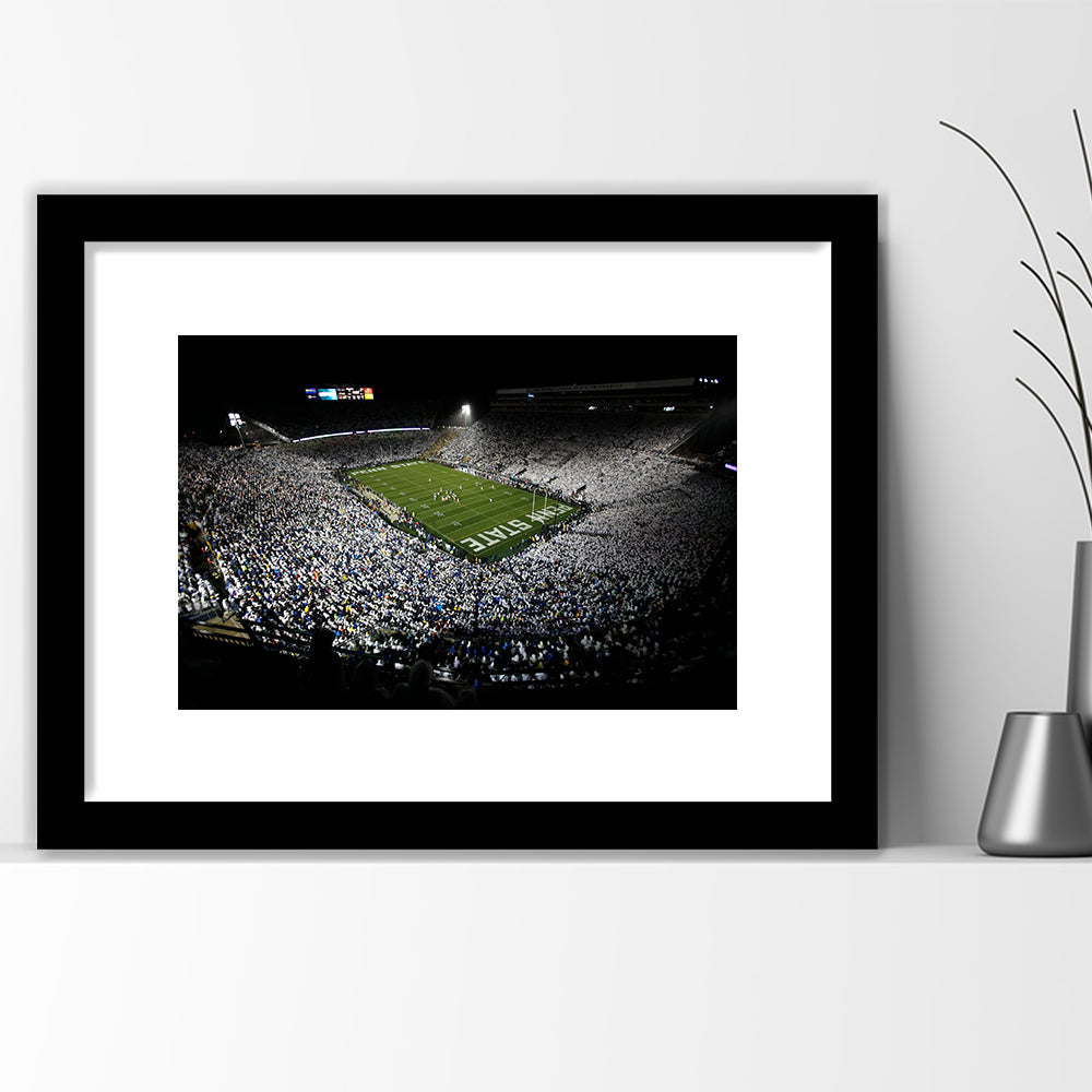 Penn State Beaver Stadium, Stadium Canvas, Sport Art, Gift for him, White Border Framed Art Print Wall Decor