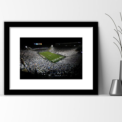 Penn State Beaver Stadium, Stadium Canvas, Sport Art, Gift for him, White Border Framed Art Print Wall Decor