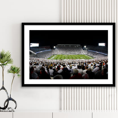 Penn State Stadium, Stadium Canvas, Sport Art, Gift for him, White Border Framed Art Print Wall Decor