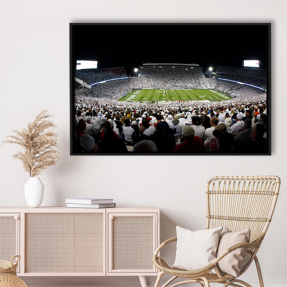 Penn State Stadium, Stadium Canvas, Sport Art, Framed Canvas Print Wall Art, Floating Frame