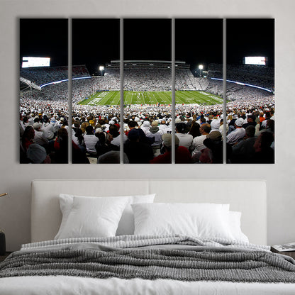 Penn State Stadium, Stadium Canvas, Sport Art, 5 Panel B, Extra Large Canvas, Canvas Print Wall Art
