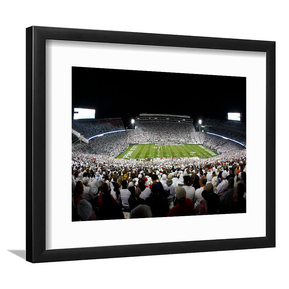 Penn State Stadium, Stadium Canvas, Sport Art, Gift for him, White Border Framed Art Print Wall Decor