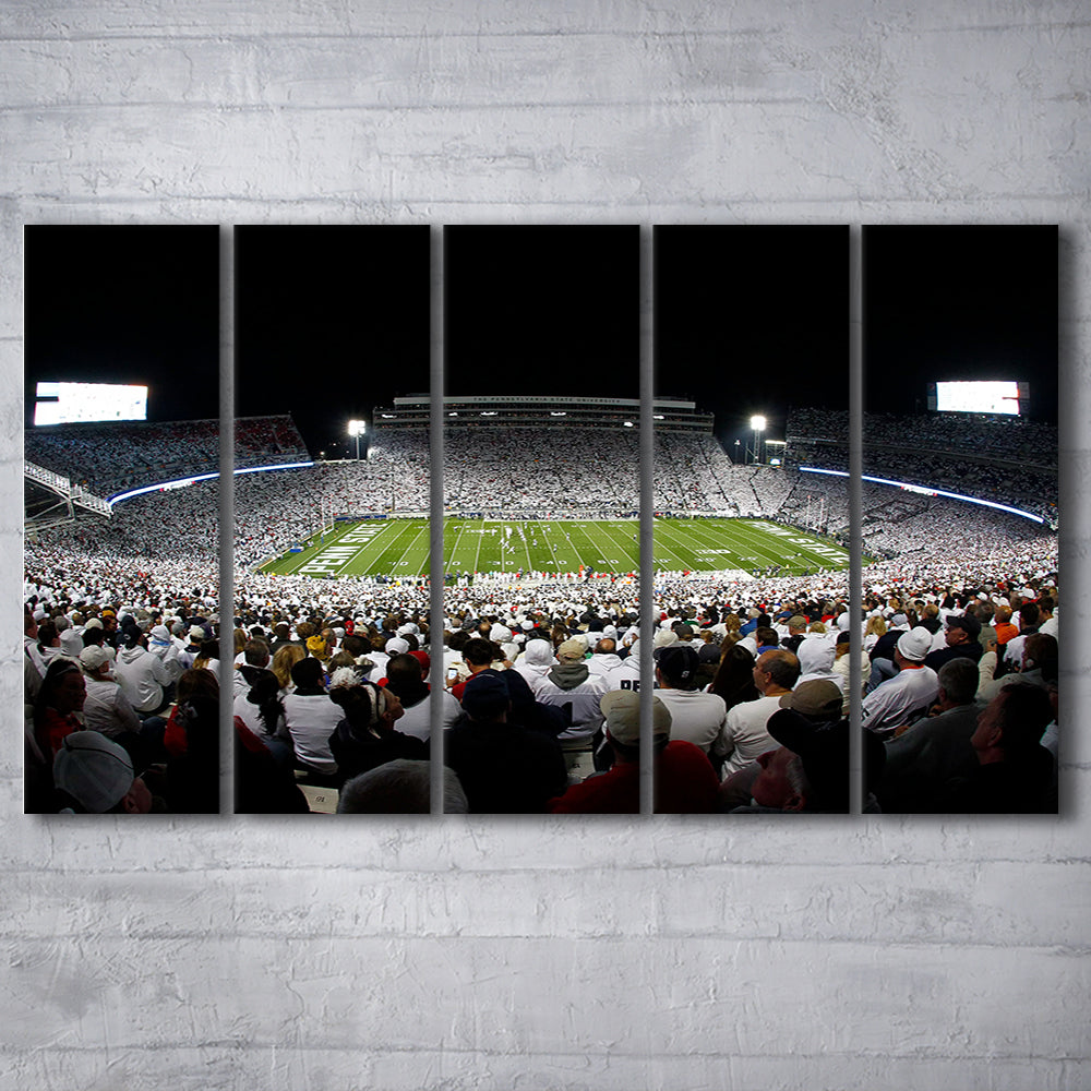 Penn State Stadium, Stadium Canvas, Sport Art, 5 Panel B, Extra Large Canvas, Canvas Print Wall Art