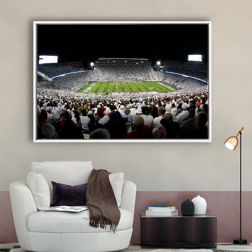 Penn State Stadium, Stadium Canvas, Sport Art, Framed Canvas Print Wall Art, Floating Frame