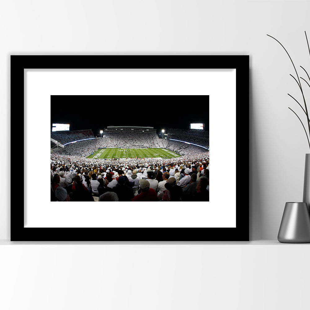 Penn State Stadium, Stadium Canvas, Sport Art, Gift for him, White Border Framed Art Print Wall Decor
