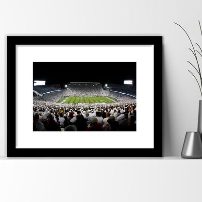 Penn State Stadium, Stadium Canvas, Sport Art, Gift for him, White Border Framed Art Print Wall Decor