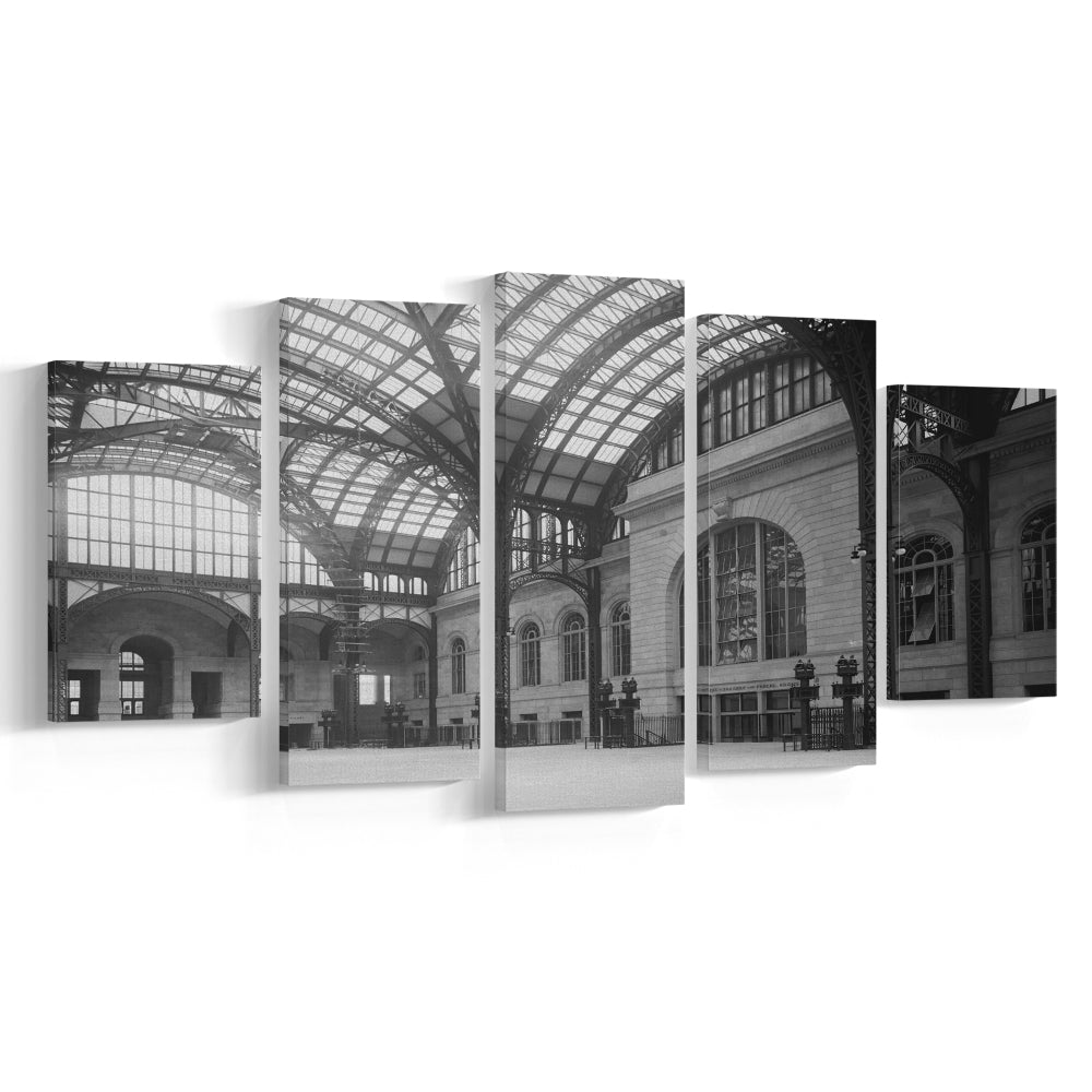 Penn Station New York Architecture Print Black and White Art, Mixed 5 Pieces Canvas Print