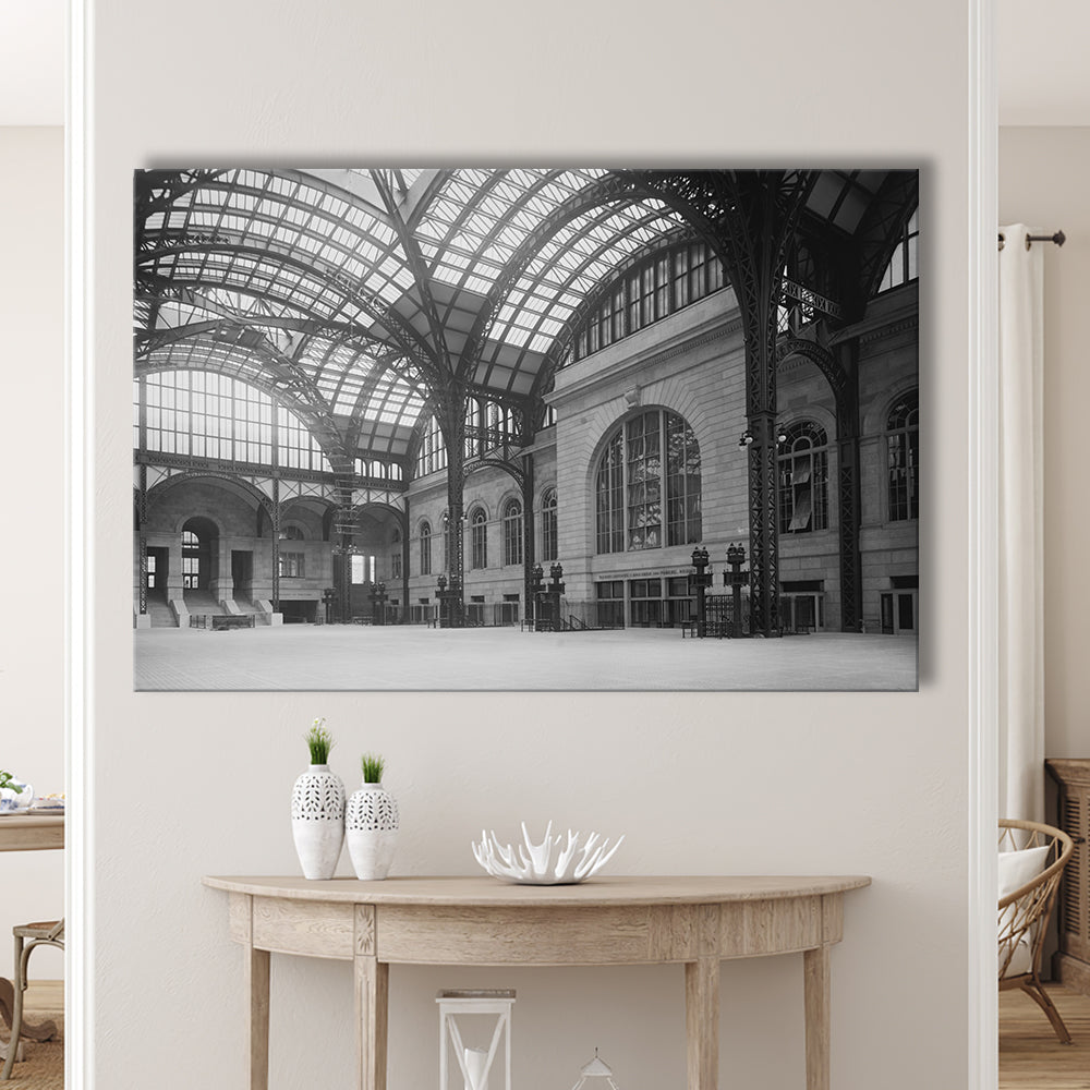 Penn Station New York Architecture Print Black and White Art, Canvas Print Wall Art Decor