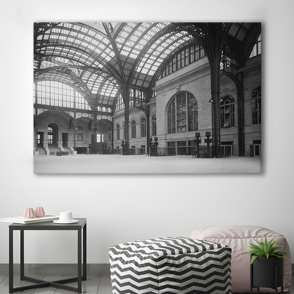 Penn Station New York Architecture Print Black and White Art, Canvas Print Wall Art Decor