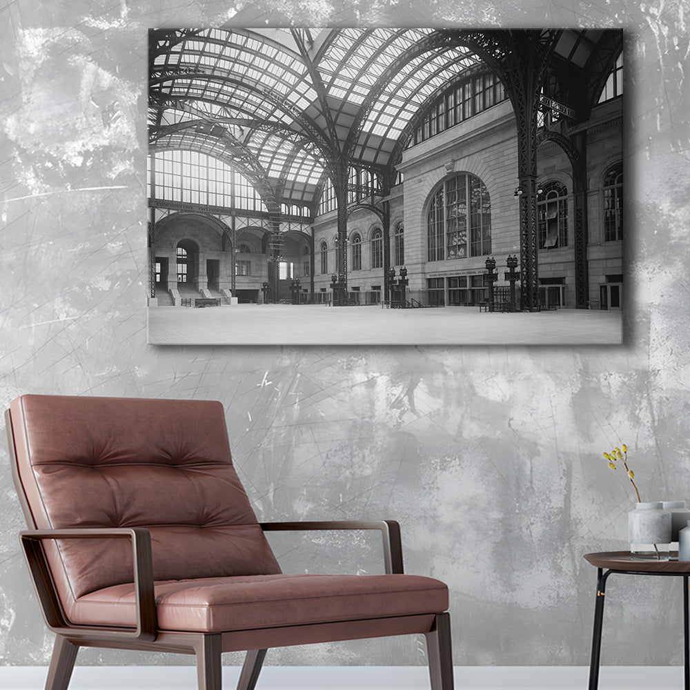 Penn Station New York Architecture Print Black and White Art, Canvas Print Wall Art Decor