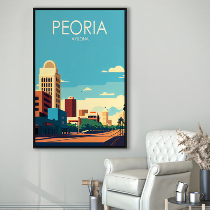 Peoria Arizona Retro Art Print, Peoria City Wall Art, Floating Framed Canvas Print, Framed Picture, Painting Canvas