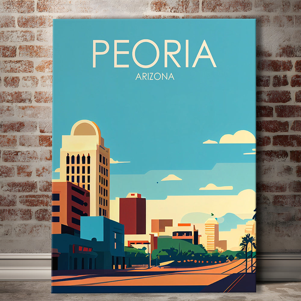 Peoria Arizona Retro Art Print, Peoria City Wall Art, Canvas Print, Painting Canvas, Living Room Decor