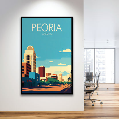 Peoria Arizona Retro Art Print, Peoria City Wall Art, Framed Art Print, Picture Framed, Painting Art