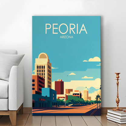 Peoria Arizona Retro Art Print, Peoria City Wall Art, Canvas Print, Painting Canvas, Living Room Decor