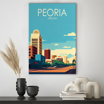 Peoria Arizona Retro Art Print, Peoria City Wall Art, Canvas Print, Painting Canvas, Living Room Decor