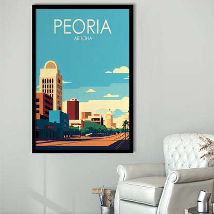 Peoria Arizona Retro Art Print, Peoria City Wall Art, Framed Art Print, Picture Framed, Painting Art