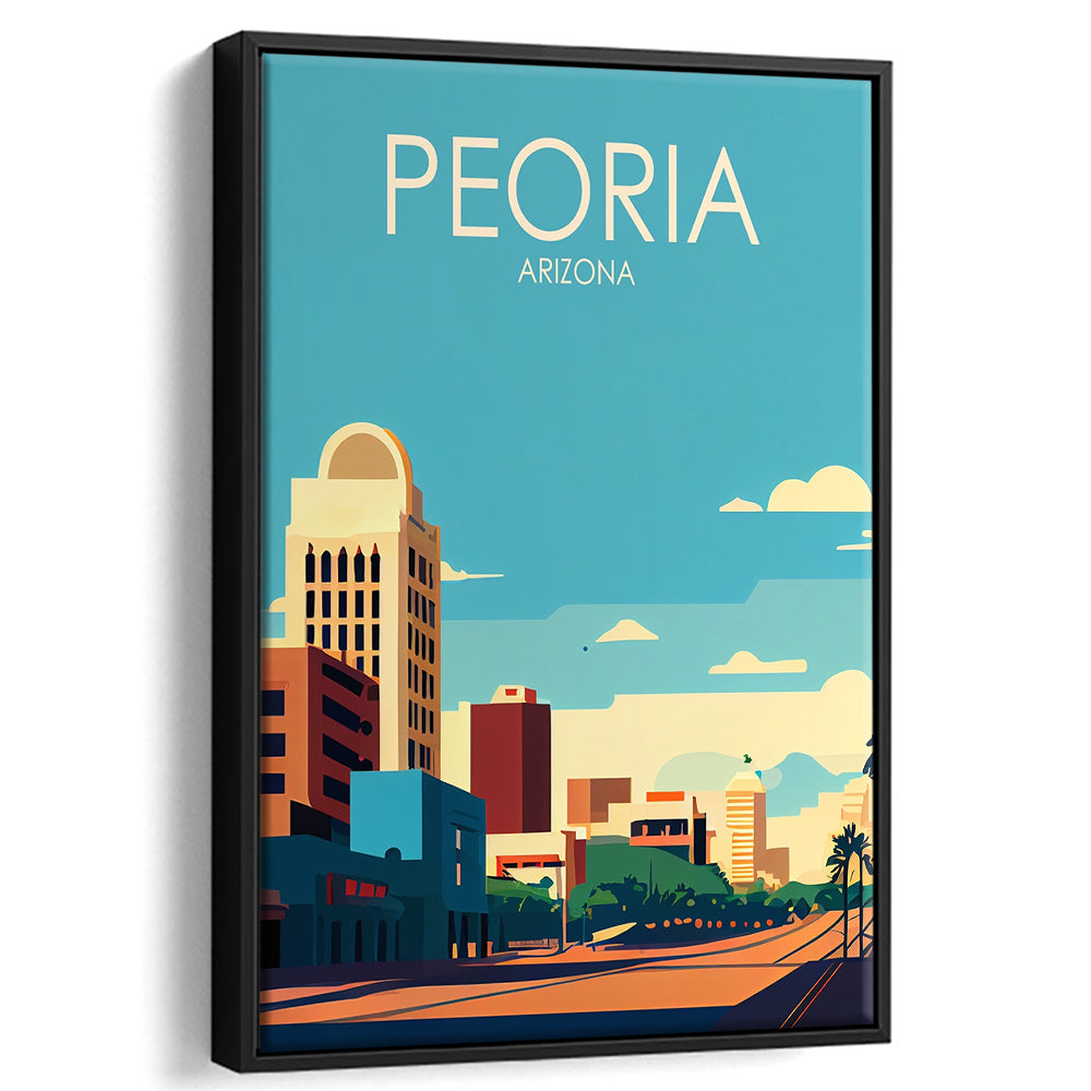 Peoria Arizona Retro Art Print, Peoria City Wall Art, Floating Framed Canvas Print, Framed Picture, Painting Canvas