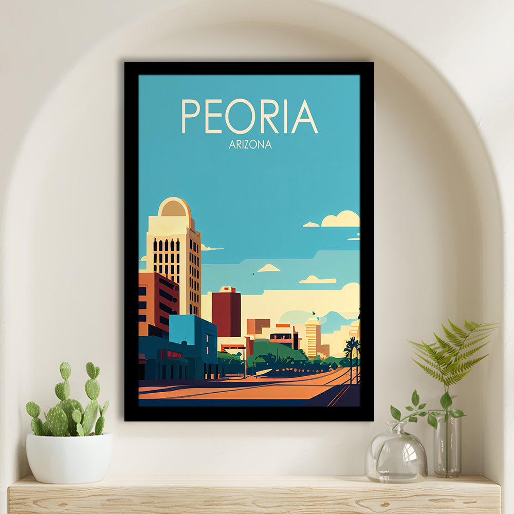 Peoria Arizona Retro Art Print, Peoria City Wall Art, Framed Art Print, Picture Framed, Painting Art