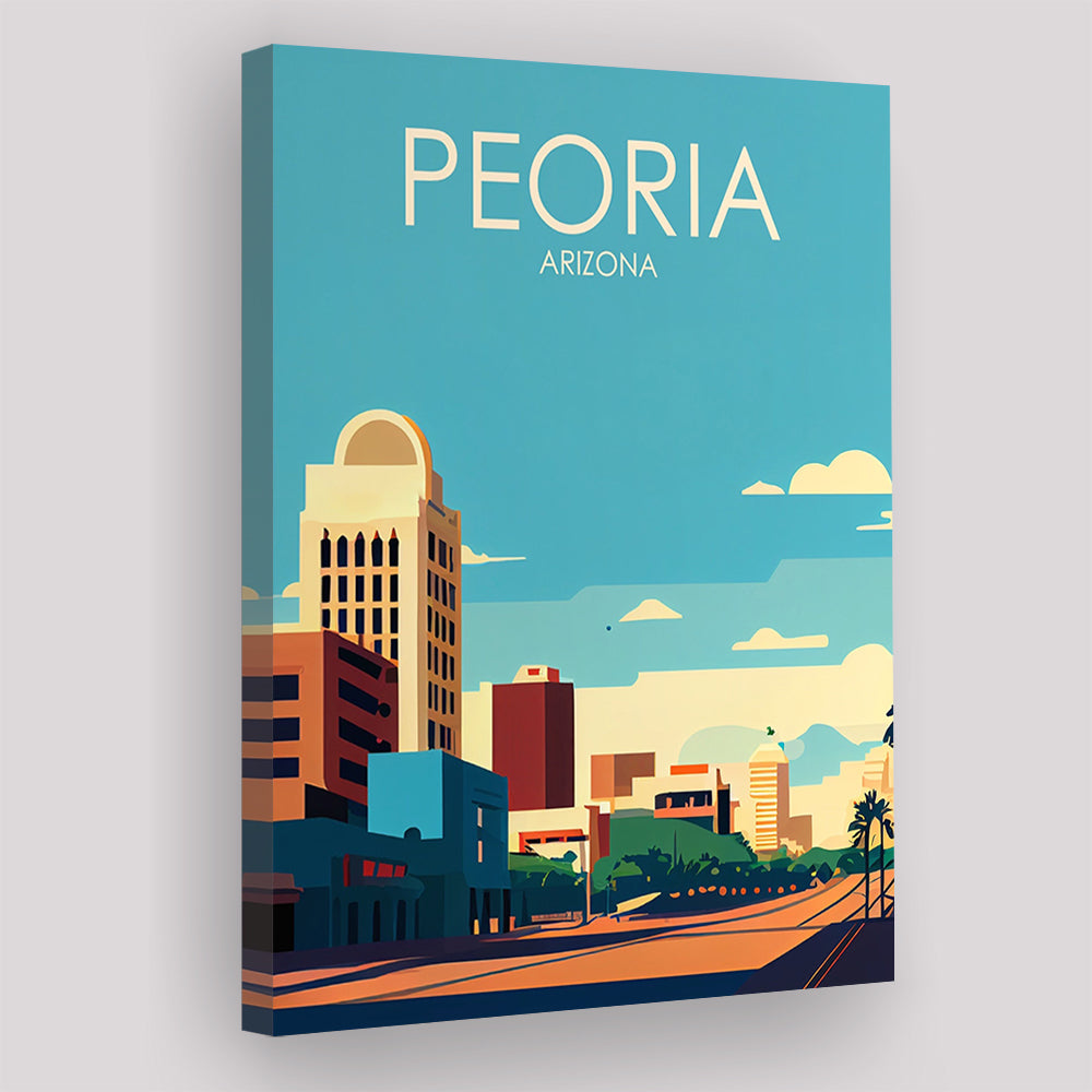 Peoria Arizona Retro Art Print, Peoria City Wall Art, Canvas Print, Painting Canvas, Living Room Decor