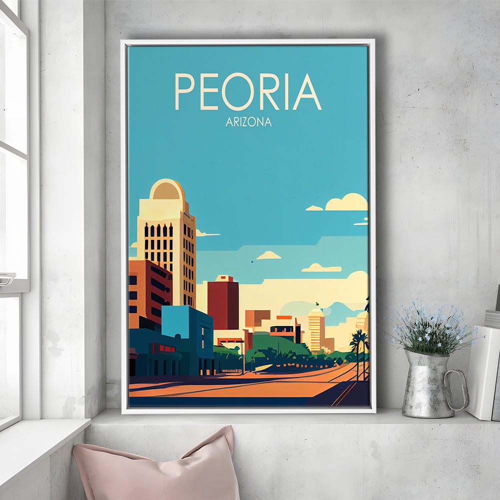 Peoria Arizona Retro Art Print, Peoria City Wall Art, Floating Framed Canvas Print, Framed Picture, Painting Canvas