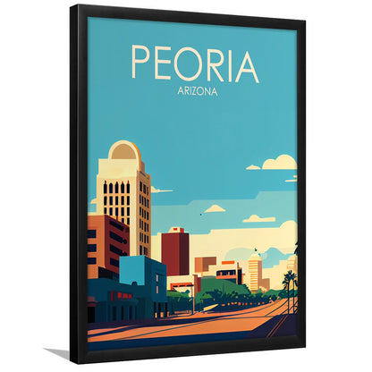 Peoria Arizona Retro Art Print, Peoria City Wall Art, Framed Art Print, Picture Framed, Painting Art