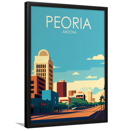 Peoria Arizona Retro Art Print, Peoria City Wall Art, Framed Art Print, Picture Framed, Painting Art