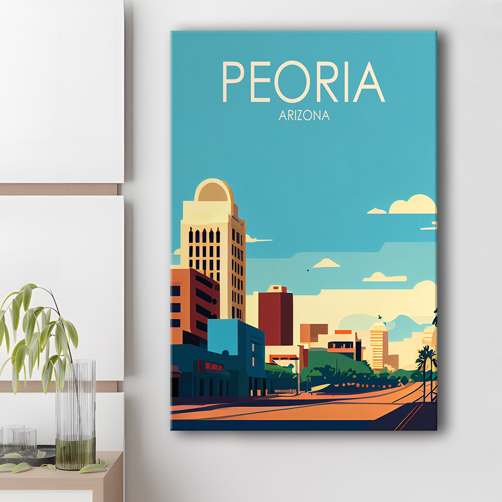 Peoria Arizona Retro Art Print, Peoria City Wall Art, Canvas Print, Painting Canvas, Living Room Decor