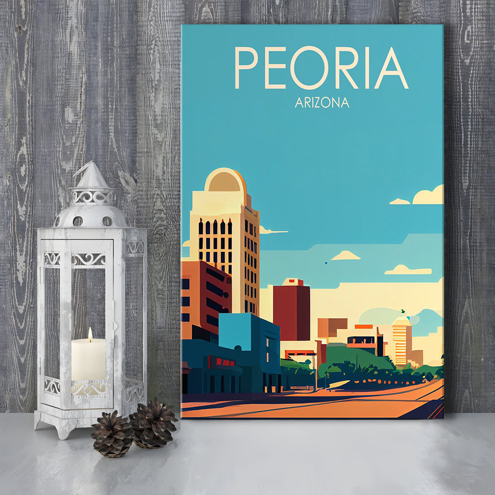 Peoria Arizona Retro Art Print, Peoria City Wall Art, Canvas Print, Painting Canvas, Living Room Decor