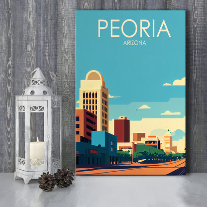 Peoria Arizona Retro Art Print, Peoria City Wall Art, Canvas Print, Painting Canvas, Living Room Decor